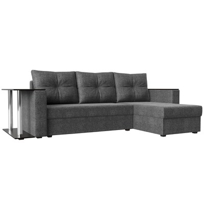Угловой диван «Атланта лайт», правый угол, механизм еврокнижка, рогожка, цвет серый