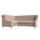 Угловой диван «Бронкс», левый угол, велюр, цвет бежевый - фото 298402849