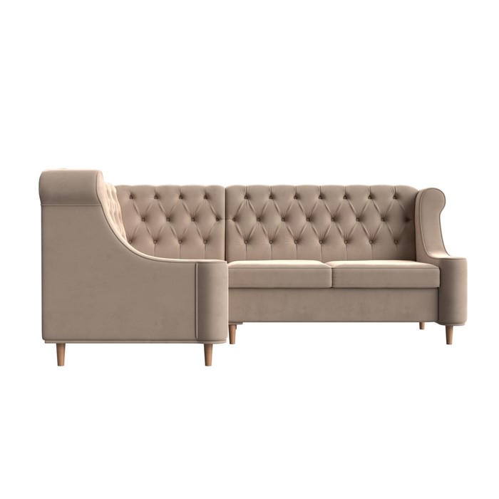 Угловой диван «Бронкс», левый угол, велюр, цвет бежевый - фото 1885590735