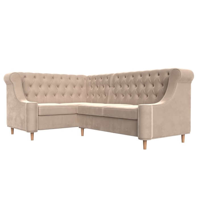 Угловой диван «Бронкс», левый угол, велюр, цвет бежевый - фото 1885590736