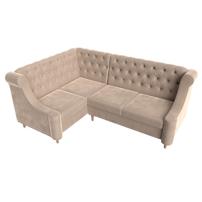 Угловой диван «Бронкс», левый угол, велюр, цвет бежевый - фото 1885590738