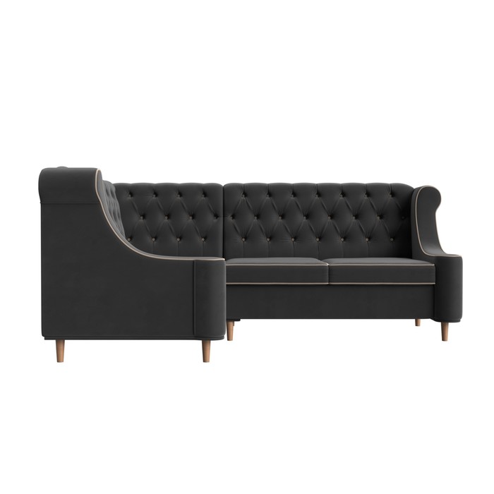 Угловой диван «Бронкс», левый угол, велюр, цвет серый / кант бежевый - фото 1906209869