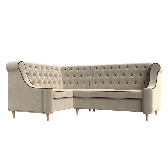 Угловой диван «Бронкс», левый угол, микровельвет, цвет бежевый - Фото 1