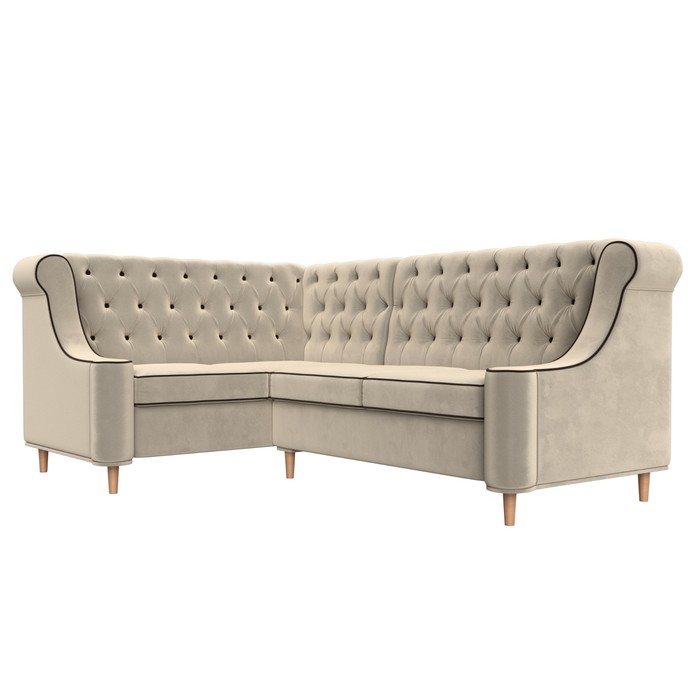 Угловой диван «Бронкс», левый угол, микровельвет, цвет бежевый - фото 1884119655