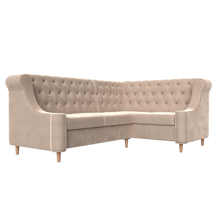 Угловой диван «Бронкс», правый угол, велюр, цвет бежевый - фото 1911899995