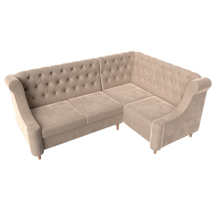 Угловой диван «Бронкс», правый угол, велюр, цвет бежевый - фото 1911899997