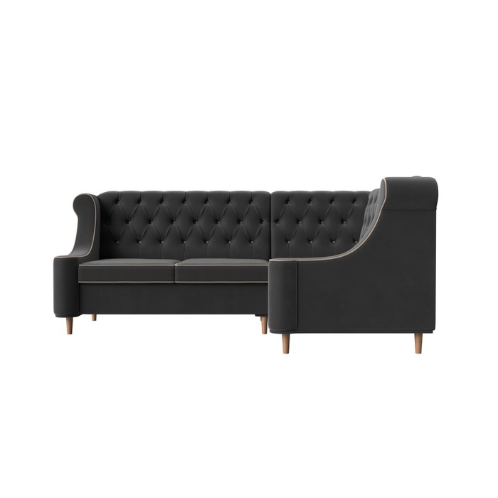 Угловой диван «Бронкс», правый угол, велюр, цвет серый / кант бежевый - фото 1910591984