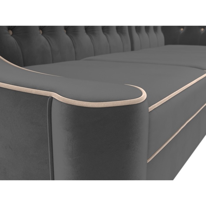Угловой диван «Бронкс», правый угол, велюр, цвет серый / кант бежевый - фото 1910591986