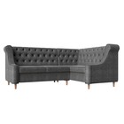 Угловой диван «Бронкс», правый угол, рогожка, цвет серый / кант коричневый - фото 298716740