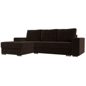 Угловой диван «Дрезден», левый угол, механизм пантограф, микровельвет, цвет коричневый