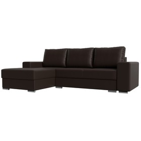 Угловой диван «Дрезден», левый угол, механизм пантограф, экокожа, цвет коричневый