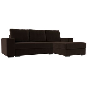 Угловой диван «Дрезден», правый угол, механизм пантограф, микровельвет, цвет коричневый