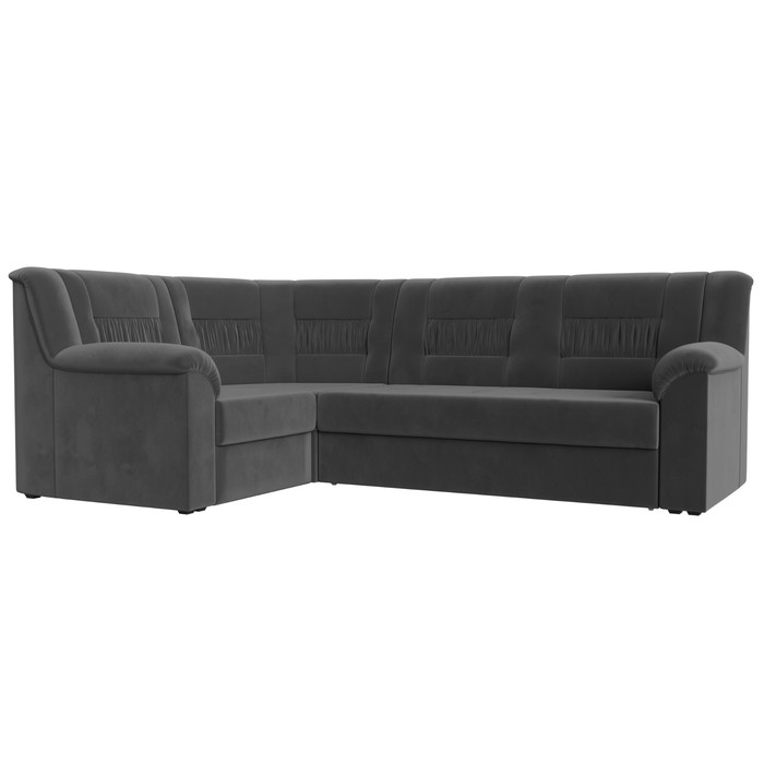 Диван угловой «Карелия», левый угол, механизм дельфин, велюр, цвет серый