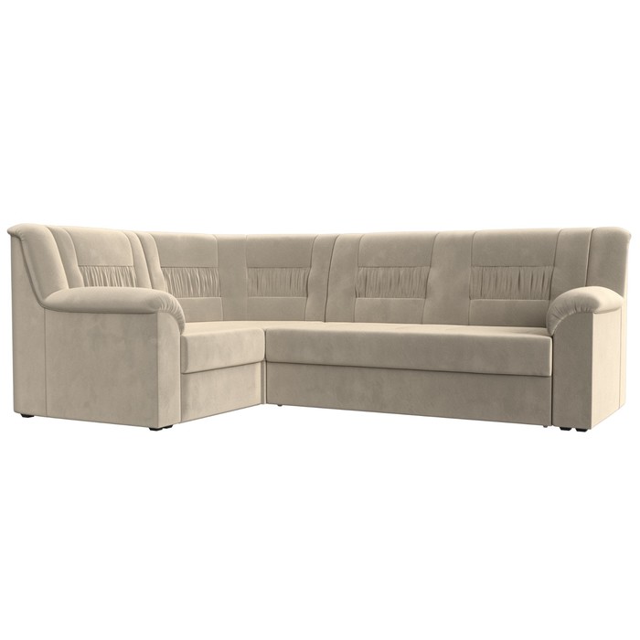 Диван угловой «Карелия», левый угол, механизм дельфин, микровельвет, цвет бежевый
