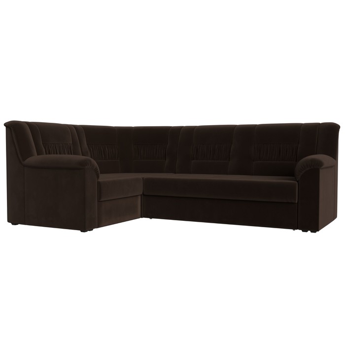 Диван угловой «Карелия», левый угол, механизм дельфин, микровельвет, цвет коричневый