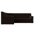 Угловой диван «Карелия», левый угол, механизм дельфин, микровельвет, цвет коричневый  (артикул 9555438)  большой выбор товаров оптом и в розницу по низким ценам с доставкой