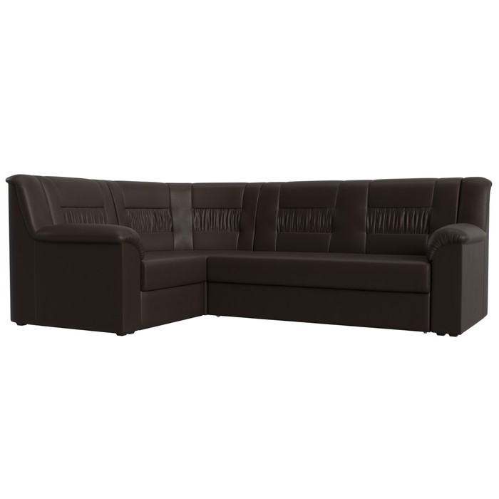 Диван угловой «Карелия», левый угол, механизм дельфин, экокожа, цвет коричневый