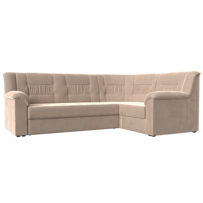 Диван угловой «Карелия», правый угол, механизм дельфин, велюр, цвет бежевый