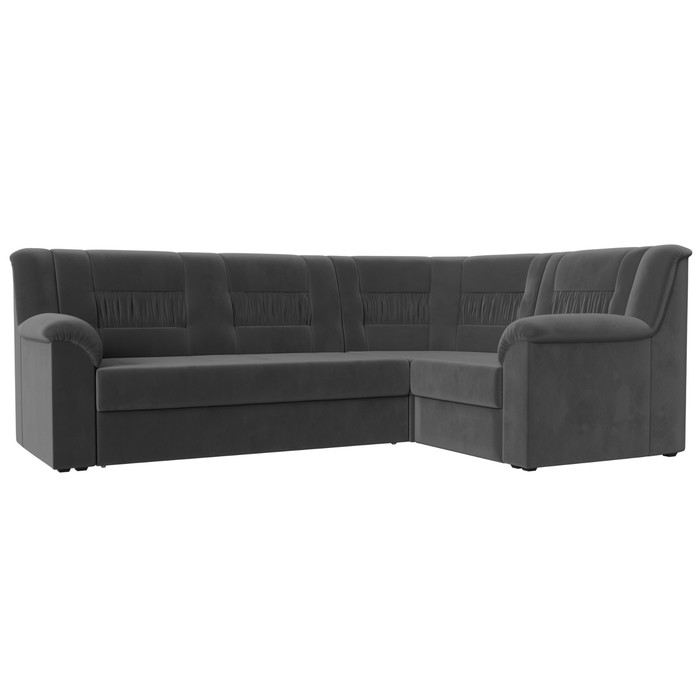 Диван угловой «Карелия», правый угол, механизм дельфин, велюр, цвет серый