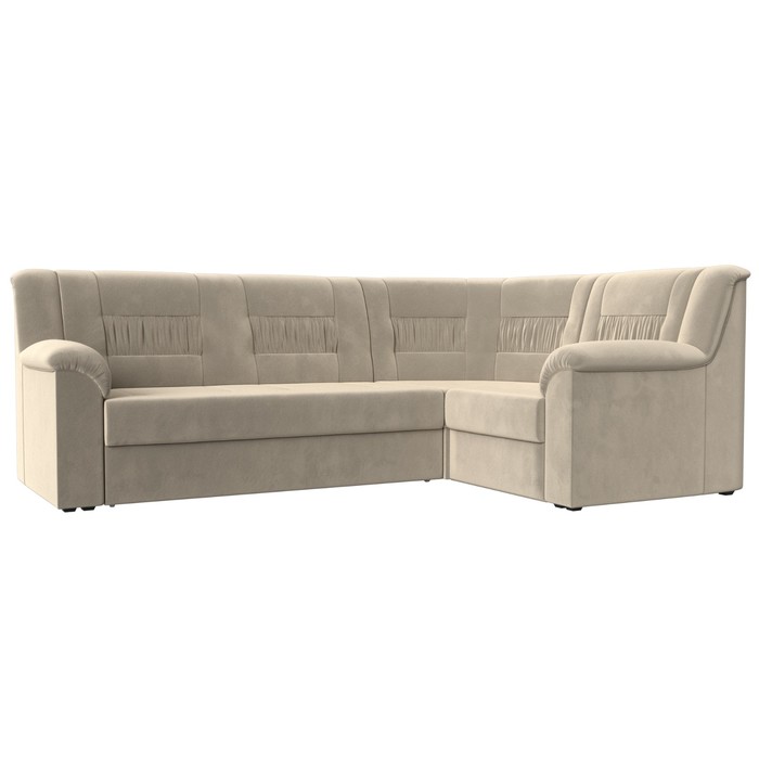 Диван угловой «Карелия», правый угол, механизм дельфин, микровельвет, цвет бежевый