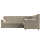 Угловой диван «Карелия», правый угол, механизм дельфин, микровельвет, цвет бежевый  (артикул 9555445)  большой выбор товаров оптом и в розницу по низким ценам с доставкой