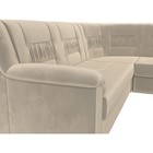 Угловой диван «Карелия», правый угол, механизм дельфин, микровельвет, цвет бежевый  (артикул 9555445)  большой выбор товаров оптом и в розницу по низким ценам с доставкой