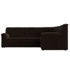 Угловой диван «Карелия», правый угол, механизм дельфин, микровельвет, цвет коричневый  (артикул 9555446)  большой выбор товаров оптом и в розницу по низким ценам с доставкой