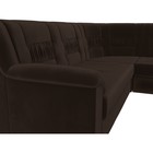 Угловой диван «Карелия», правый угол, механизм дельфин, микровельвет, цвет коричневый  (артикул 9555446)  большой выбор товаров оптом и в розницу по низким ценам с доставкой