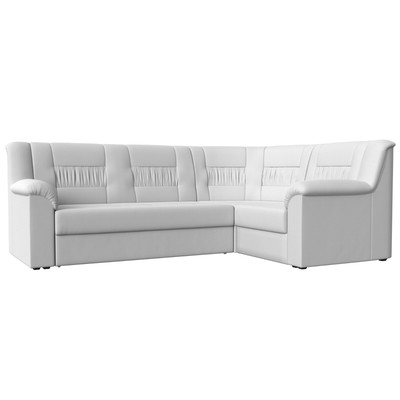 Угловой диван «Карелия», правый угол, механизм дельфин, экокожа, цвет белый