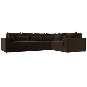 Угловой диван «Майами Long», правый угол, еврокнижка, микровельвет, цвет коричневый