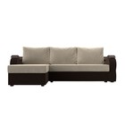 Угловой диван «Меркурий лайт», левый угол, еврокнижка, микровельвет, бежевый / коричневый - Фото 2