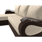 Угловой диван «Меркурий лайт», левый угол, еврокнижка, микровельвет, бежевый / коричневый - Фото 4