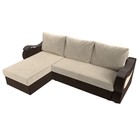 Угловой диван «Меркурий лайт», левый угол, еврокнижка, микровельвет, бежевый / коричневый - Фото 5