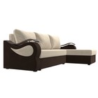 Угловой диван «Меркурий лайт», правый угол, еврокнижка, микровельвет, бежевый / коричневый - Фото 3