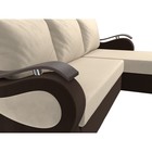 Угловой диван «Меркурий лайт», правый угол, еврокнижка, микровельвет, бежевый / коричневый - Фото 4