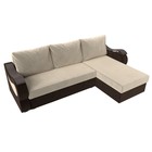 Угловой диван «Меркурий лайт», правый угол, еврокнижка, микровельвет, бежевый / коричневый - Фото 5