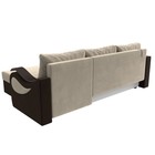 Угловой диван «Меркурий лайт», правый угол, еврокнижка, микровельвет, бежевый / коричневый - Фото 6
