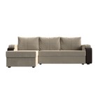 Угловой диван «Николь лайт», левый, еврокнижка, микровельвет/экокожа, бежевый/коричневый - Фото 2