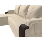 Угловой диван «Николь лайт», левый, еврокнижка, микровельвет/экокожа, бежевый/коричневый - Фото 4