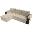 Угловой диван «Николь лайт», левый, еврокнижка, микровельвет/экокожа, бежевый/коричневый - Фото 5