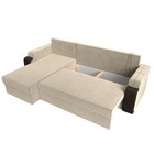 Угловой диван «Николь лайт», левый, еврокнижка, микровельвет/экокожа, бежевый/коричневый - Фото 8