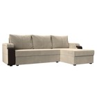 Угловой диван «Николь лайт», правый, еврокнижка, микровельвет/экокожа, бежевый/коричневый - Фото 1