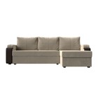 Угловой диван «Николь лайт», правый, еврокнижка, микровельвет/экокожа, бежевый/коричневый - Фото 2