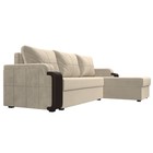 Угловой диван «Николь лайт», правый, еврокнижка, микровельвет/экокожа, бежевый/коричневый - Фото 3
