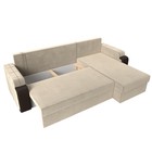 Угловой диван «Николь лайт», правый, еврокнижка, микровельвет/экокожа, бежевый/коричневый - Фото 8