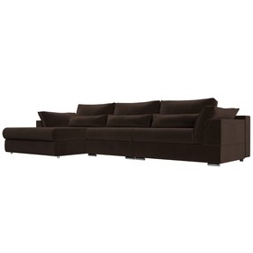 Угловой диван «Пекин Long», левый угол, механизм пантограф, микровельвет, цвет коричневый