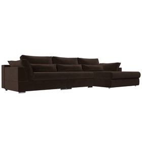 Угловой диван «Пекин Long», правый угол, механизм пантограф, микровельвет, цвет коричневый
