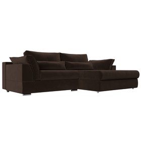 Угловой диван «Пекин», правый угол, механизм пантограф, микровельвет, цвет коричневый