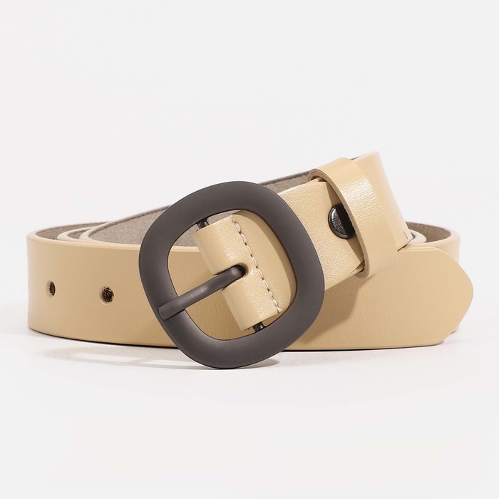 Ремень женский, ширина 2.5 см, винт, пряжка металл, цвет бежевый - Фото 1