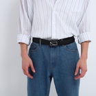 Ремень мужской, ширина 3,5 см, пряжка автомат, цвет чёрный - фото 23711695